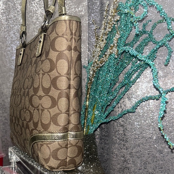 Coach Brown and Gold Tote Bag - Picture 5 of 14